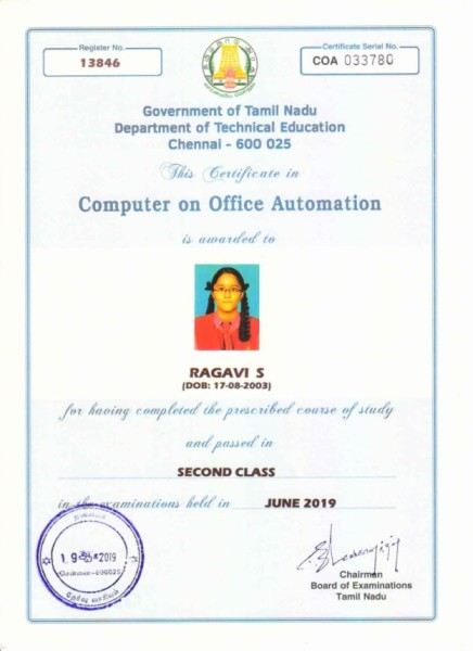 COA CERTIFICATE